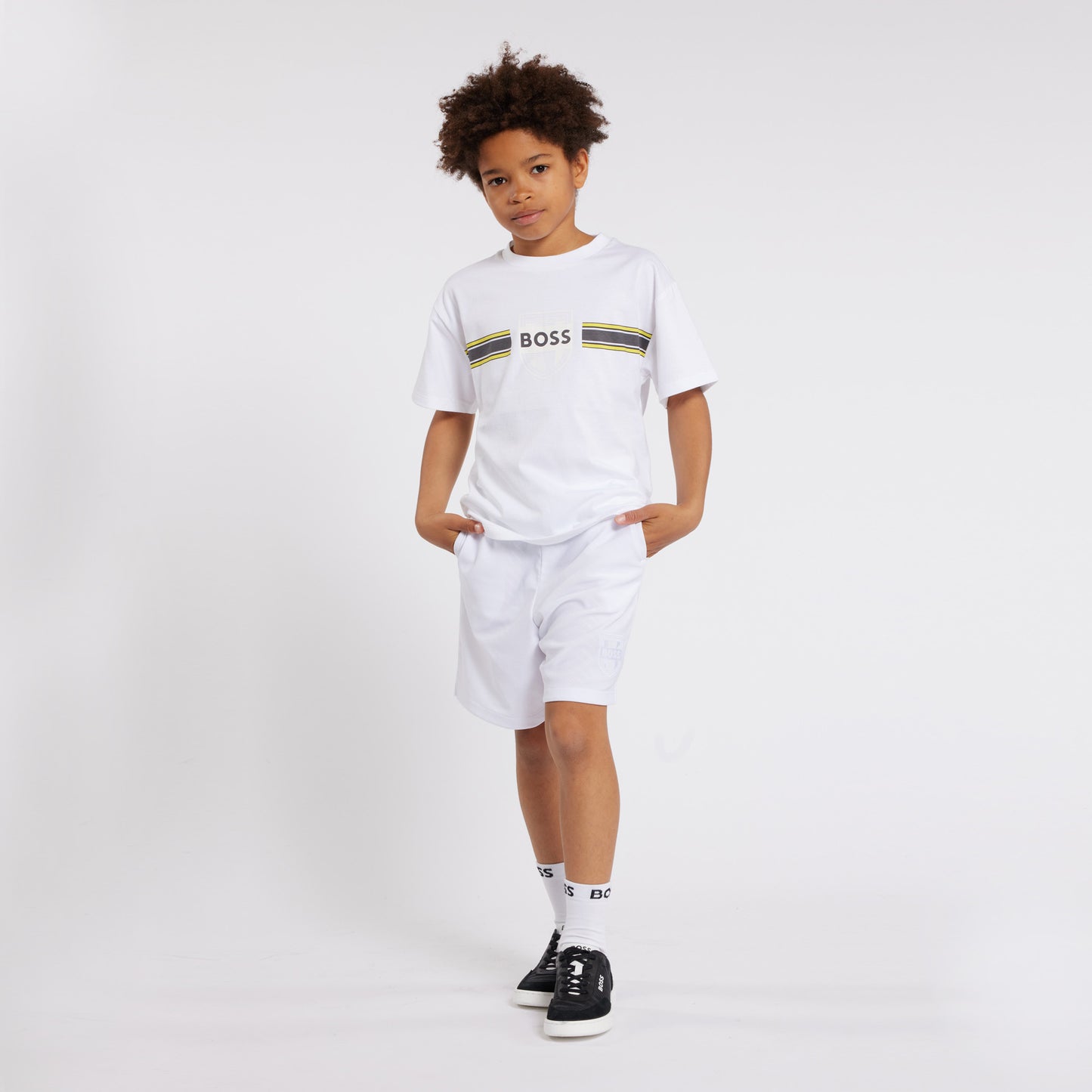 Hugo Boss Boy's White Elasticated Logo Shorts