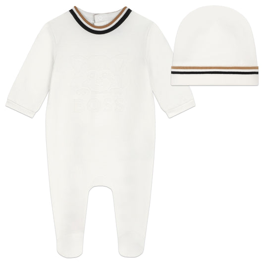 Hugo Boss Baby Boy's White Pyjama & Hat Set