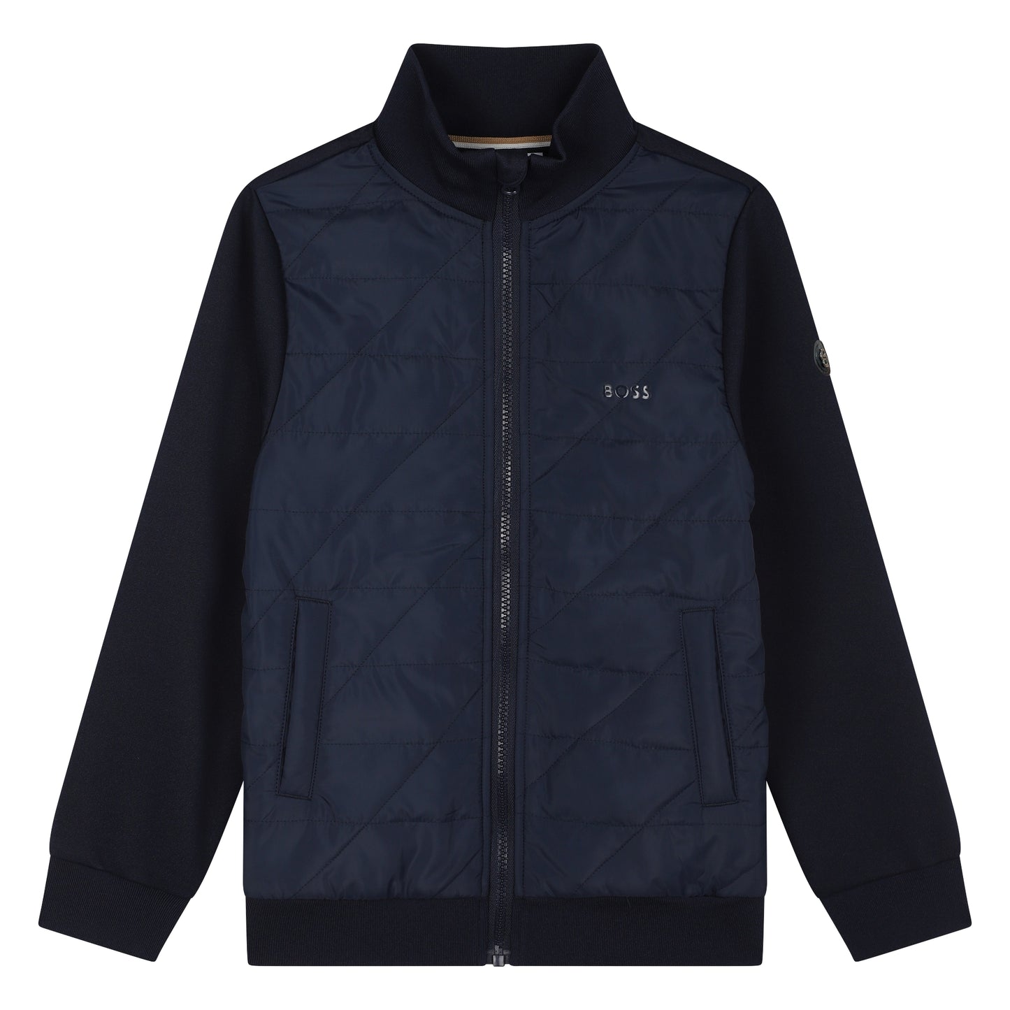 Hugo Boss Boy's Navy Bi-Material Zip-Up Cardigan