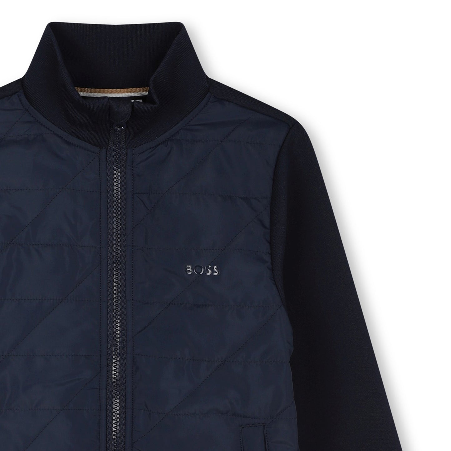 Hugo Boss Boy's Navy Bi-Material Zip-Up Cardigan