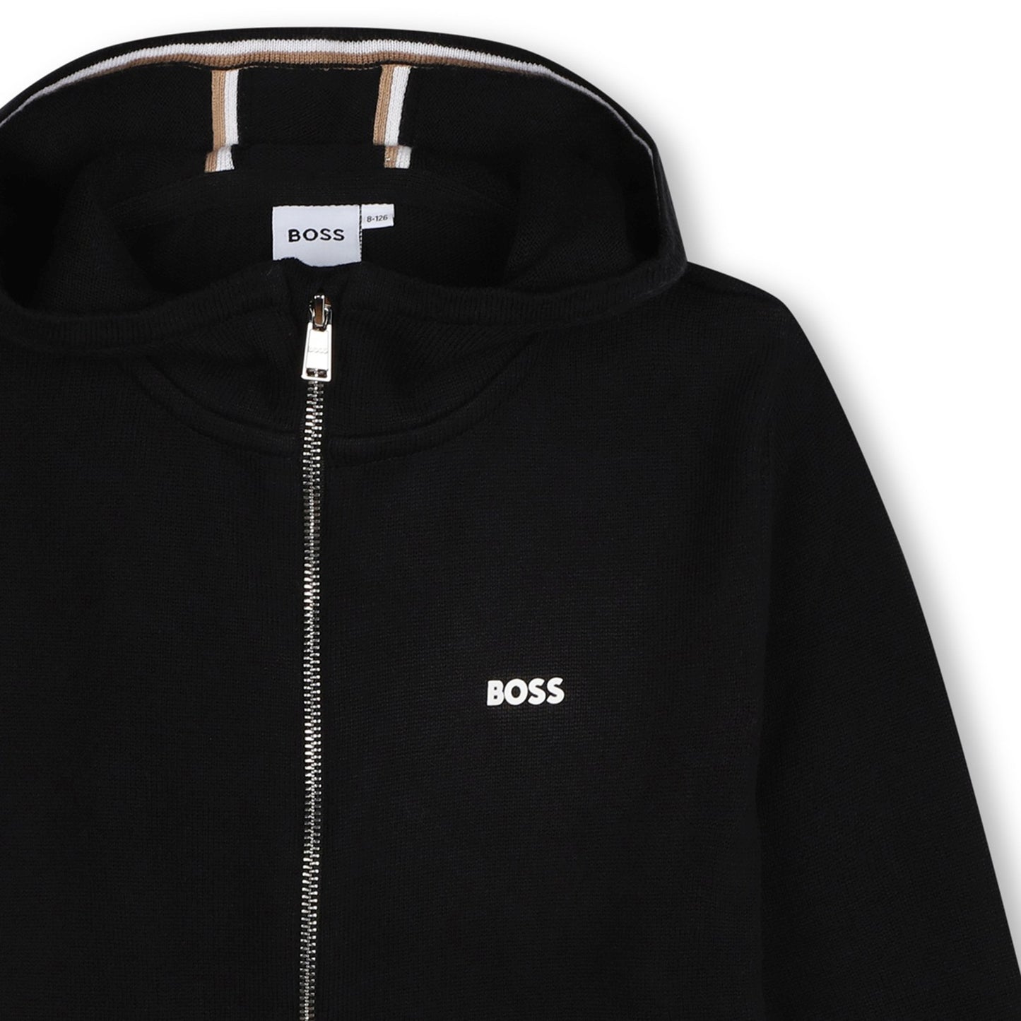 Hugo Boss Boy's Black Cotton & Wool Knitted Cardigan