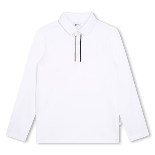 Hugo Boss Boy's White Long-Sleeved Polo Shirt