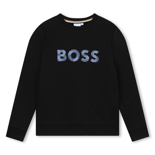 Hugo Boss Boy's Black Round Collar Sweatshirt