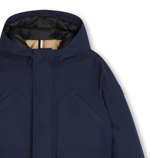 Hugo Boss Boy's Navy Hooded Parka Jacket