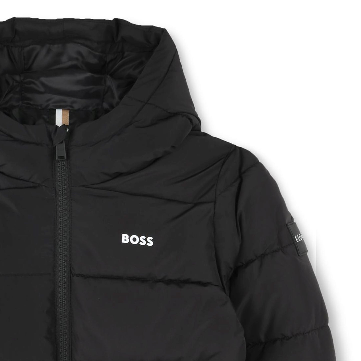 Hugo Boss Boy's Black Long-Sleeved Puffer Jacket