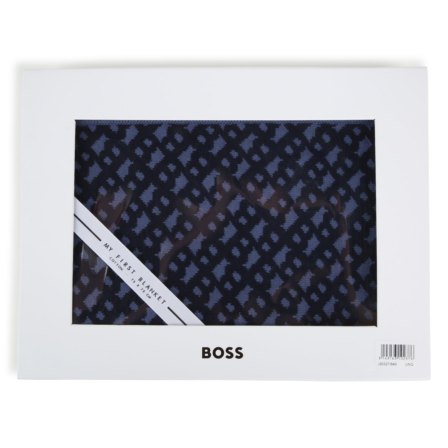 Hugo Boss Navy Jacquard Cotton Blanket