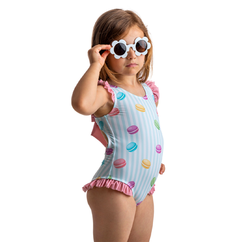 Meia Pata Girl's La Digue Macaron Print Swimsuit