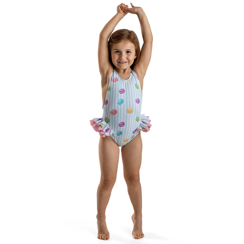 Meia Pata Girl's Mahe Macarons Print Swimsuit – Vanilla Junior