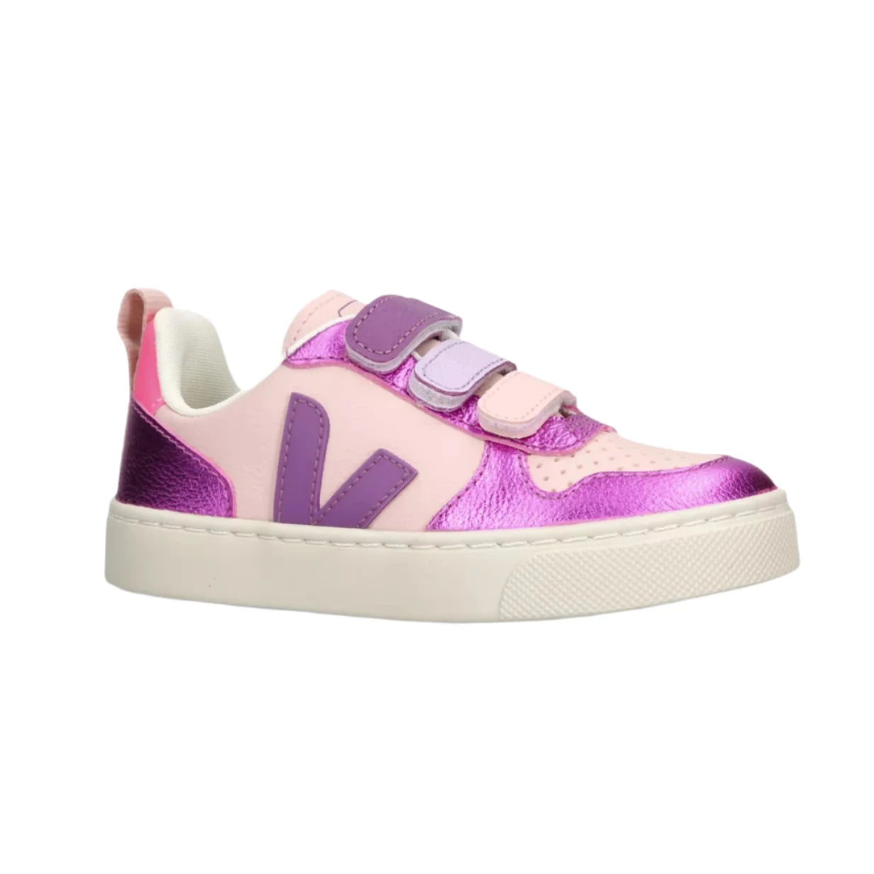 Veja Junior Girl's Pink Comb V-10 Leather Trainers