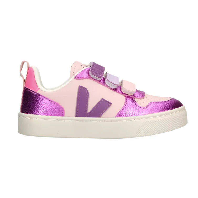 Veja Baby Girl's Pink Comb V-10 Leather Trainers