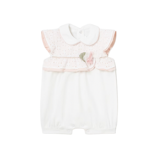 Mayoral Baby Girl's White Collared Romper