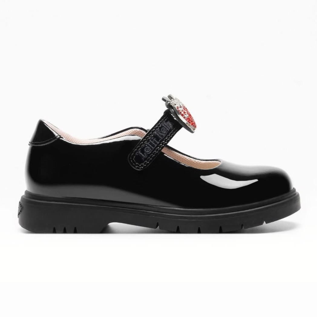 Lelli Kelly Girl's Black Patent Strawberry Leather School Shoes