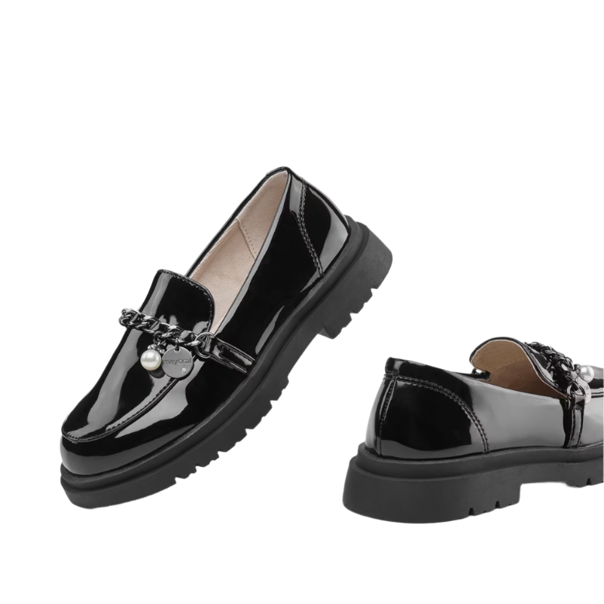 Mayoral Girl's Black Patent Moccasins