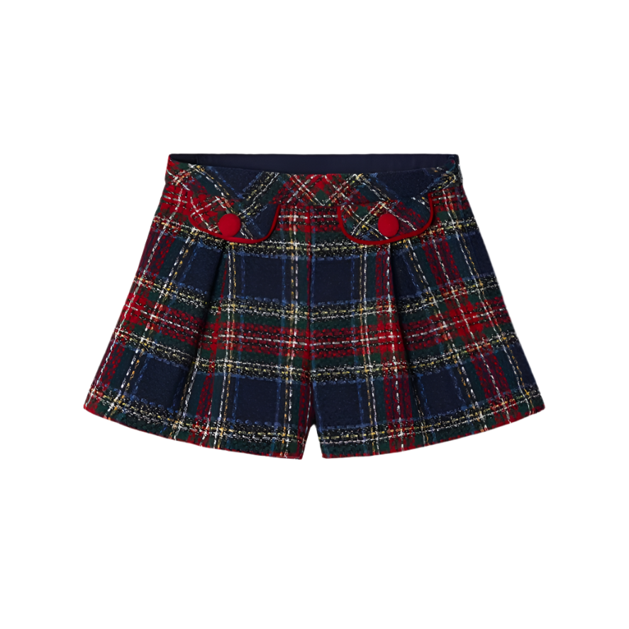 Mayoral Girl's Navy/Cherry Checked Shorts