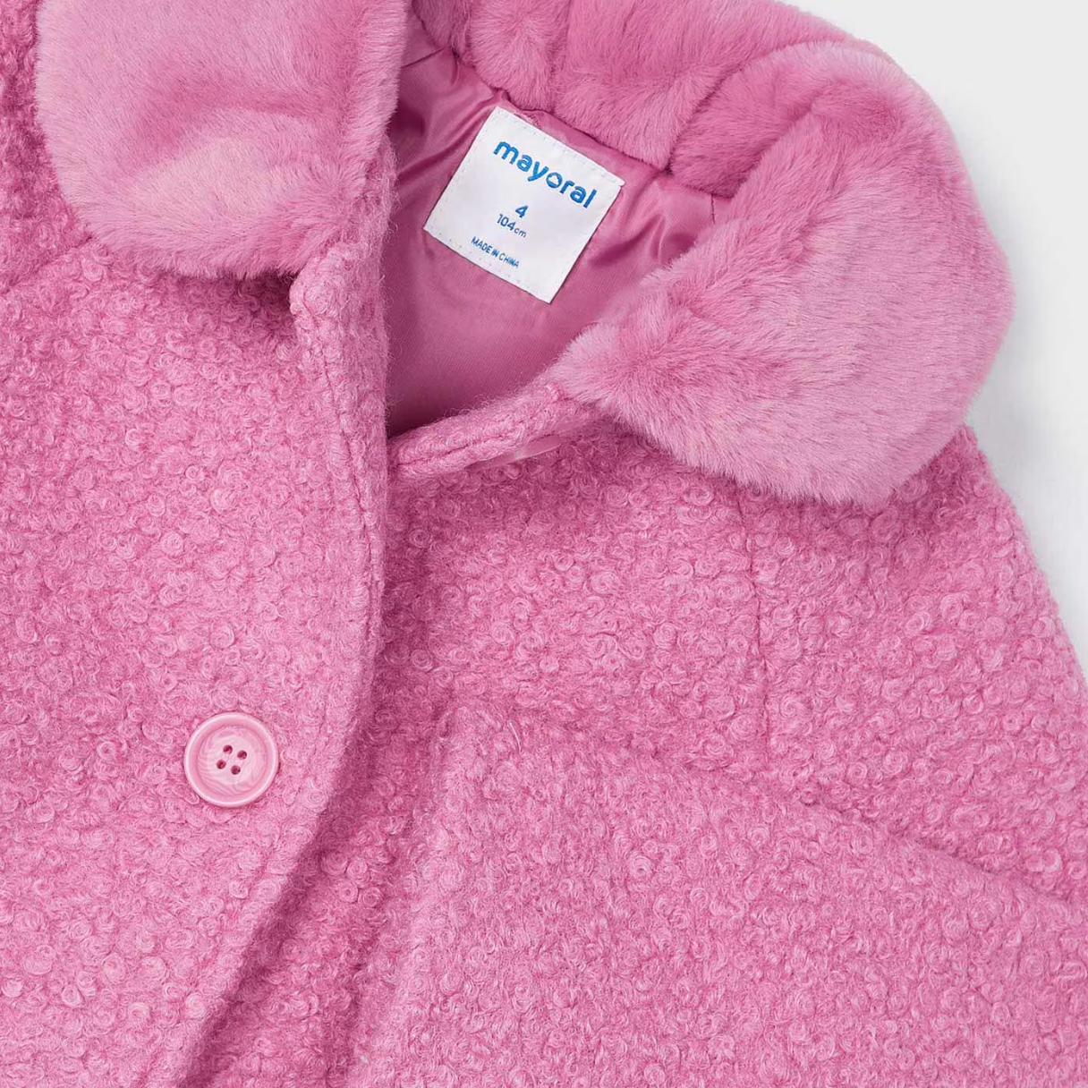 Mayoral Girl's Camellia Pink Teddy Coat