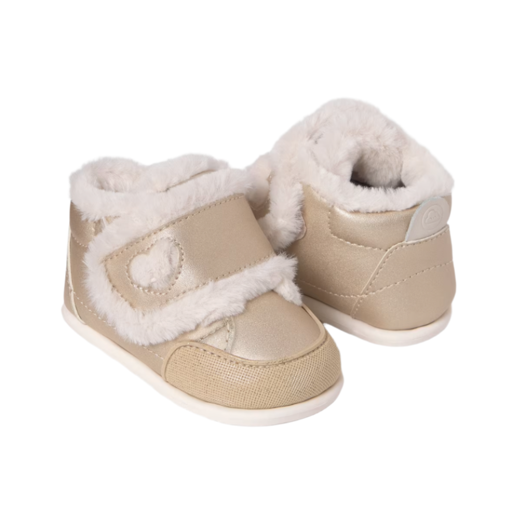 Mayoral Baby Girl's Gold Barefoot Fur Lined Ankle Boots