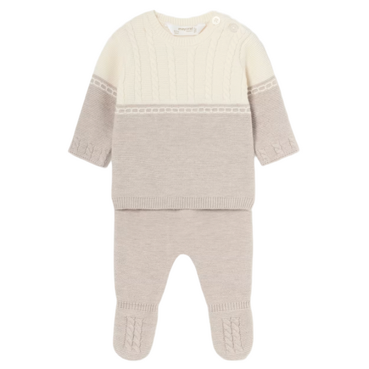 Mayoral Baby Boy's Walnut Striped Knitted Jumper and Leggings Set