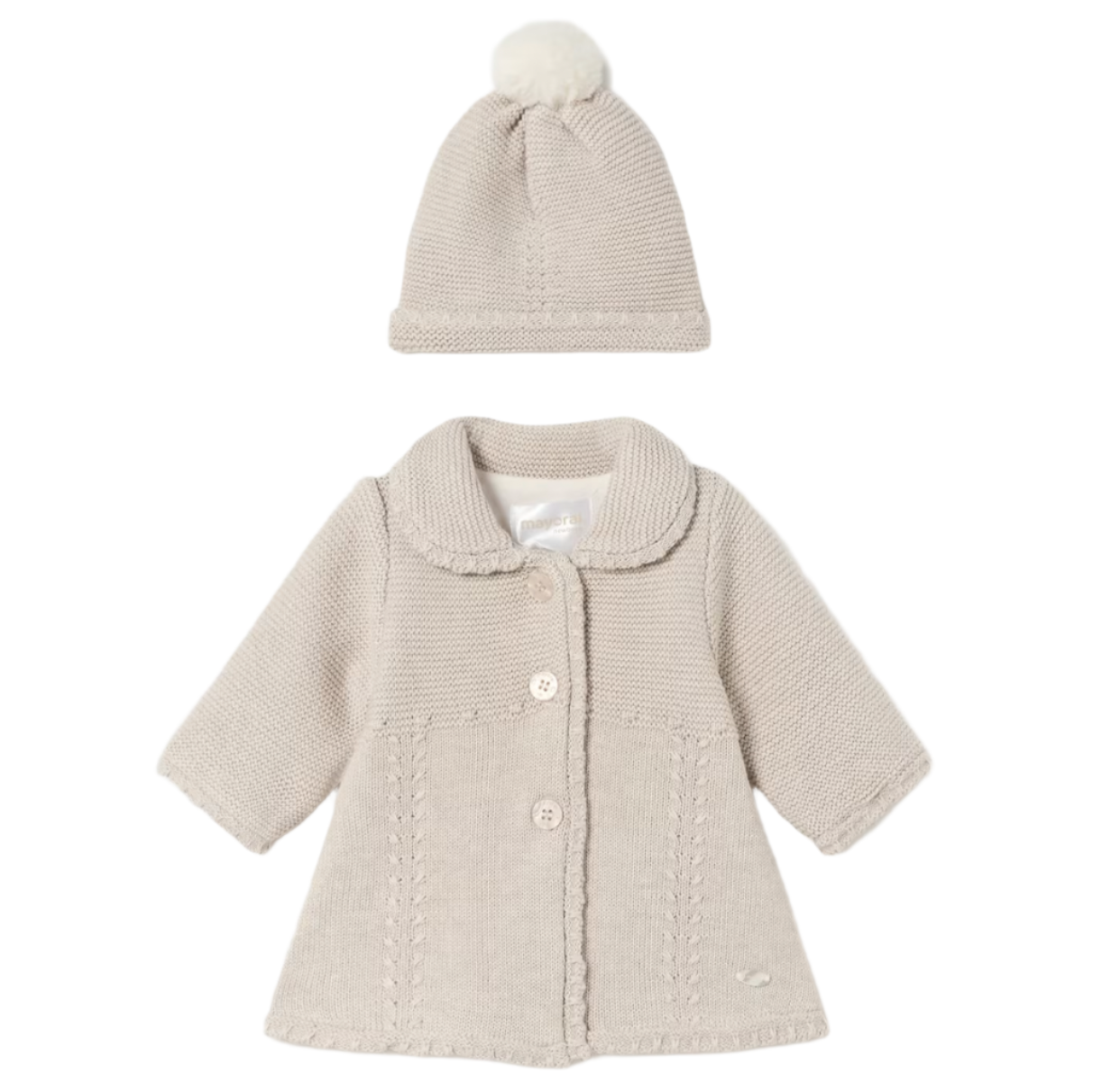 Mayoral Baby Girl's Walnut Tricot Coat & Hat Set