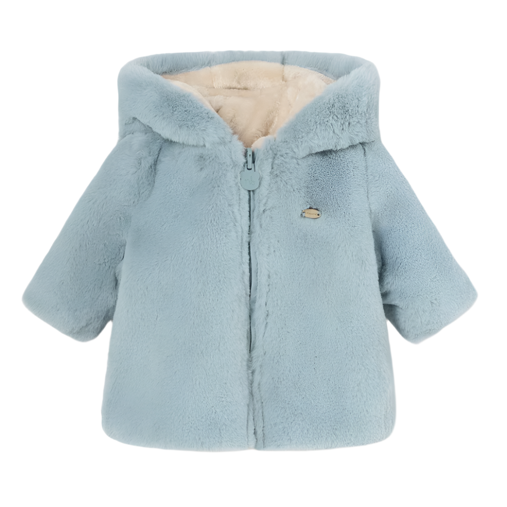 Mayoral Baby Girl's Polar Blue Reversible Fur Coat