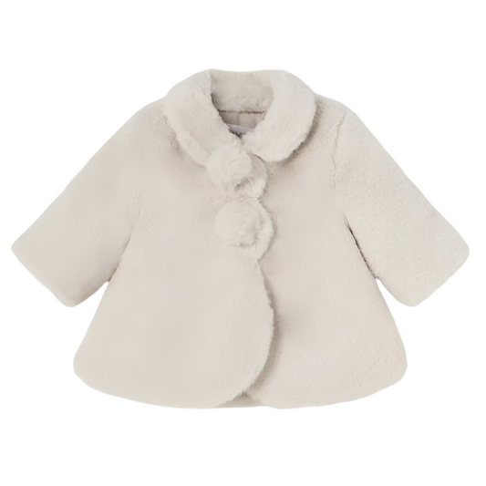 Mayoral Newborn Girl Nut Fur Coat