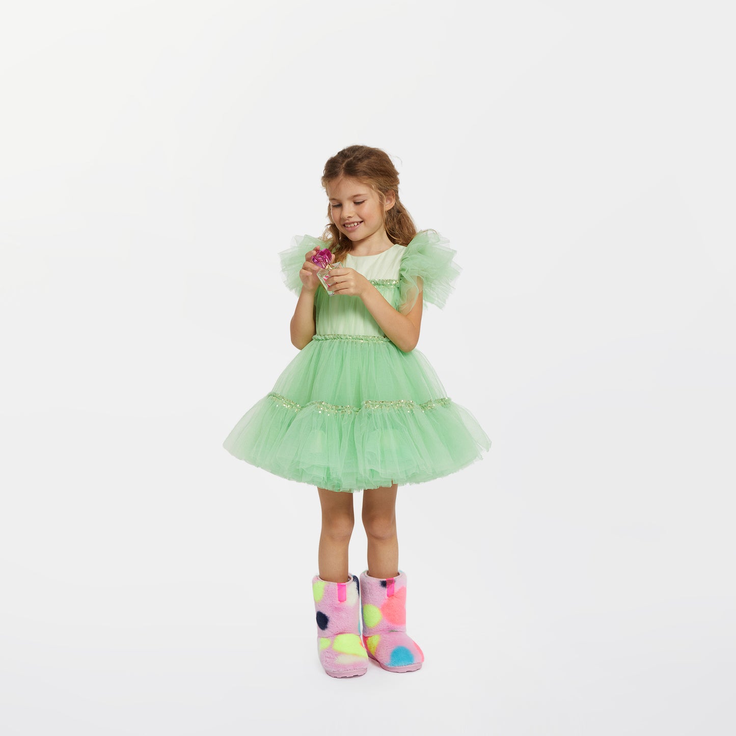 Billie Blush Girl's Spring Green Sequinned Party Dress