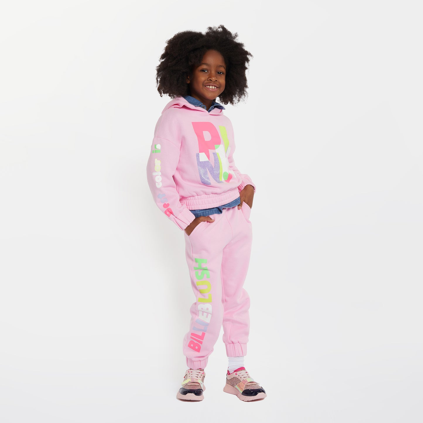 Billie Blush Girl's Pink Logo Fleece Jogging Bottoms