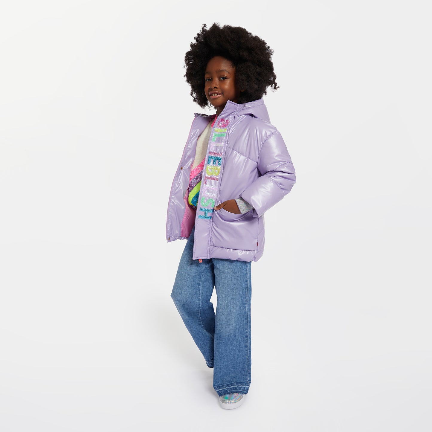 Billie Blush Girl's Lilac Hooded Padded Jacket