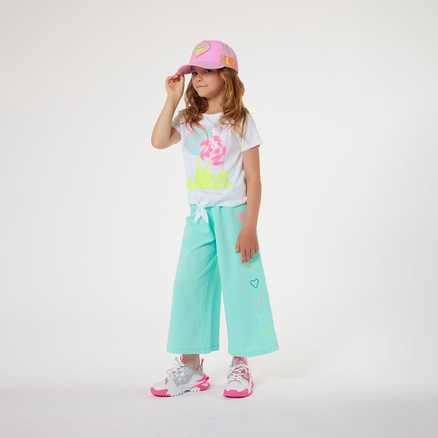 Billie Blush Girl's Beach Glass Blue Printed Fleece Trousers