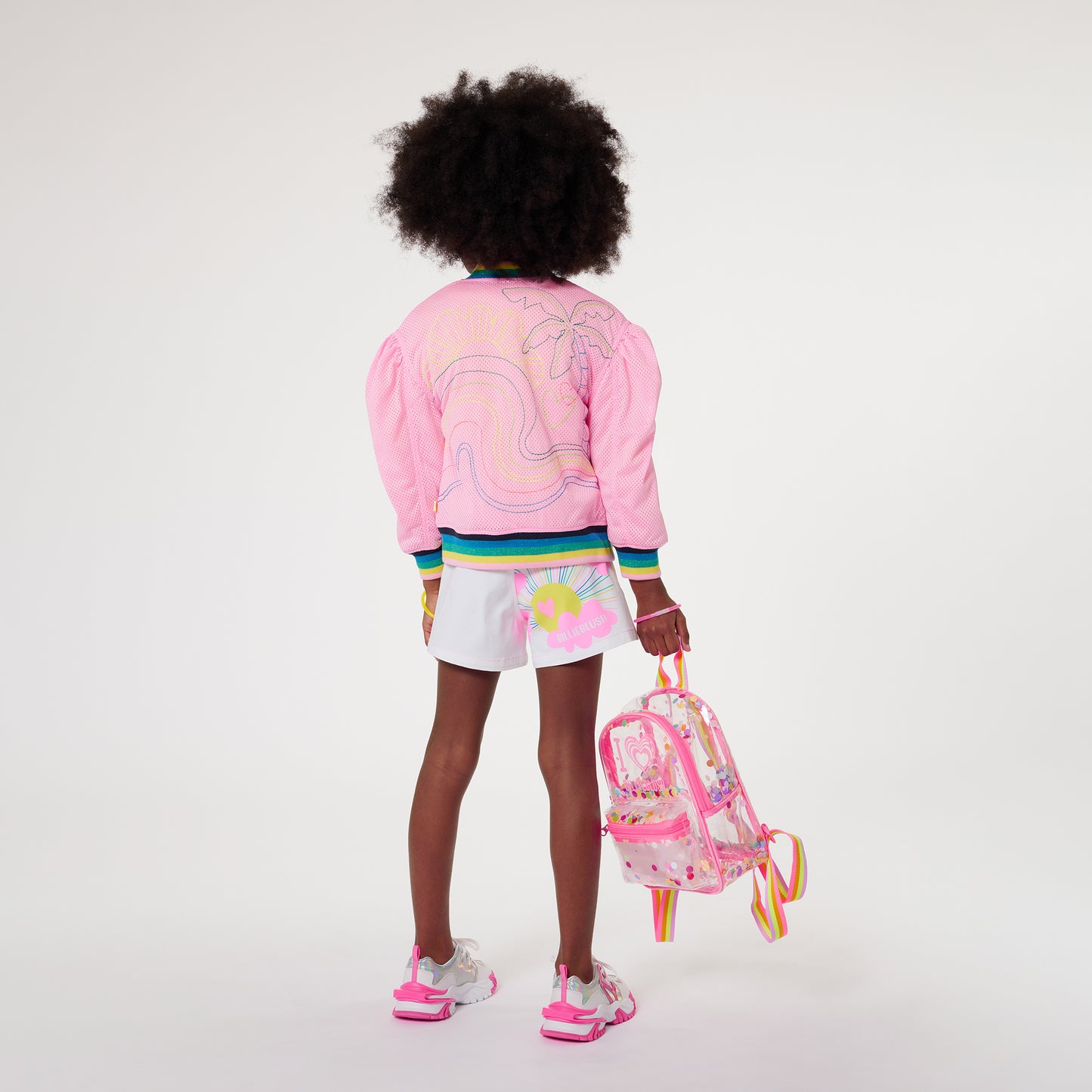 Billie Blush Girl's Pink Lined Mesh Bomber Jakcet