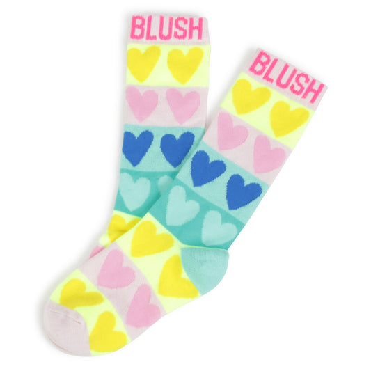 Billie Blush Girl's Pink Knee-High Heart Socks