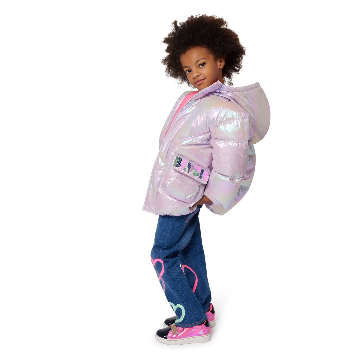 Billie Blush Girl's Pale Pink Zip-Up Hooded Puffer Jacket