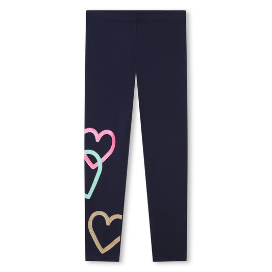 Billie Blush Girl's Navy Heart Leggings