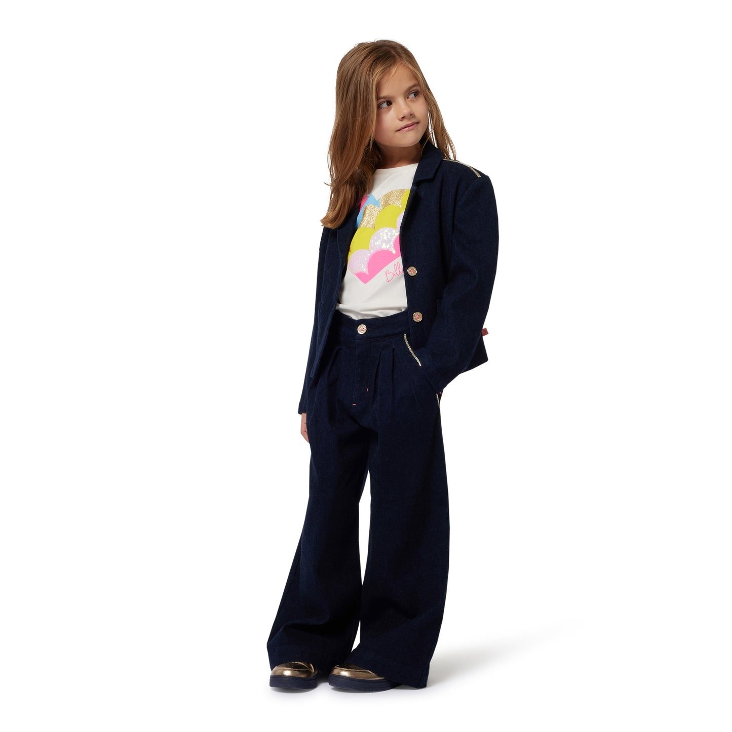 Billie Blush Girl's Navy Denim Trousers