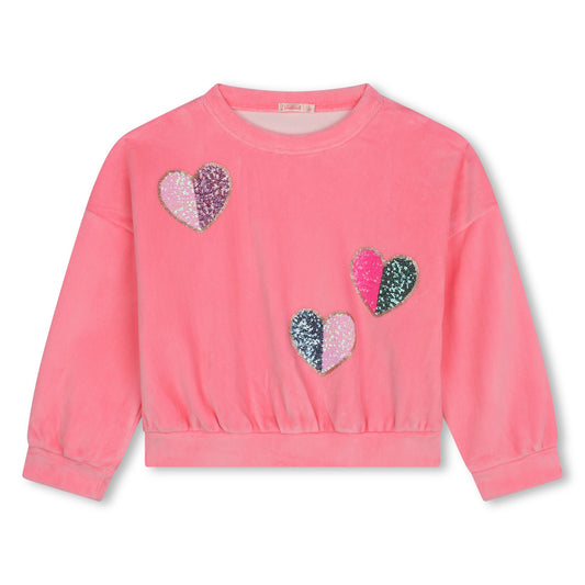 Billie Blush Girl's Pink Velvet Sweatshirt