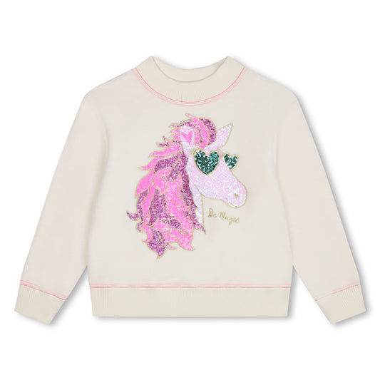 Billie Blush Girl's Beige Fleece Sweatshirt