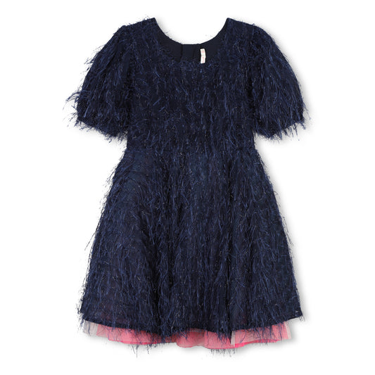 Billie Blush Girl's Navy Sequinned Fringed Dress