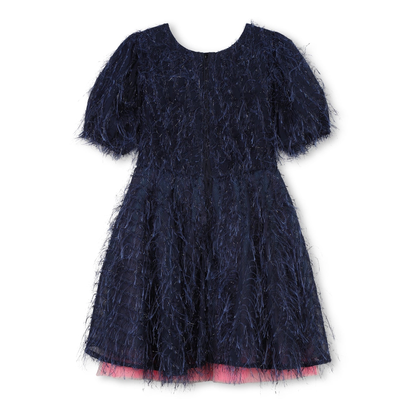 Billie Blush Girl's Navy Sequinned Fringed Dress