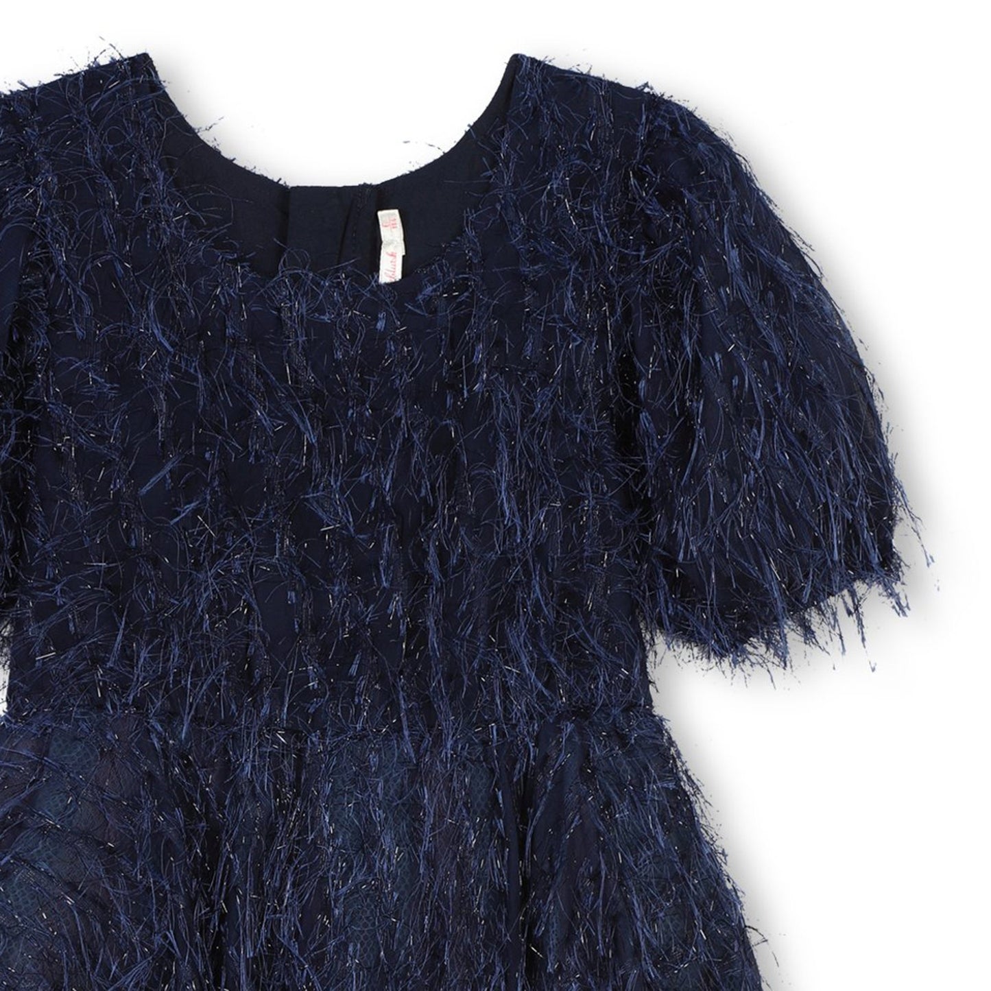 Billie Blush Girl's Navy Sequinned Fringed Dress