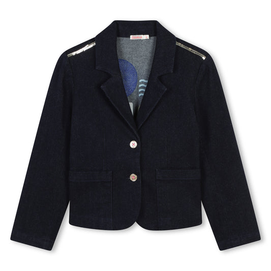 Billie Blush Girl's Navy Denim Embroidered Jacket