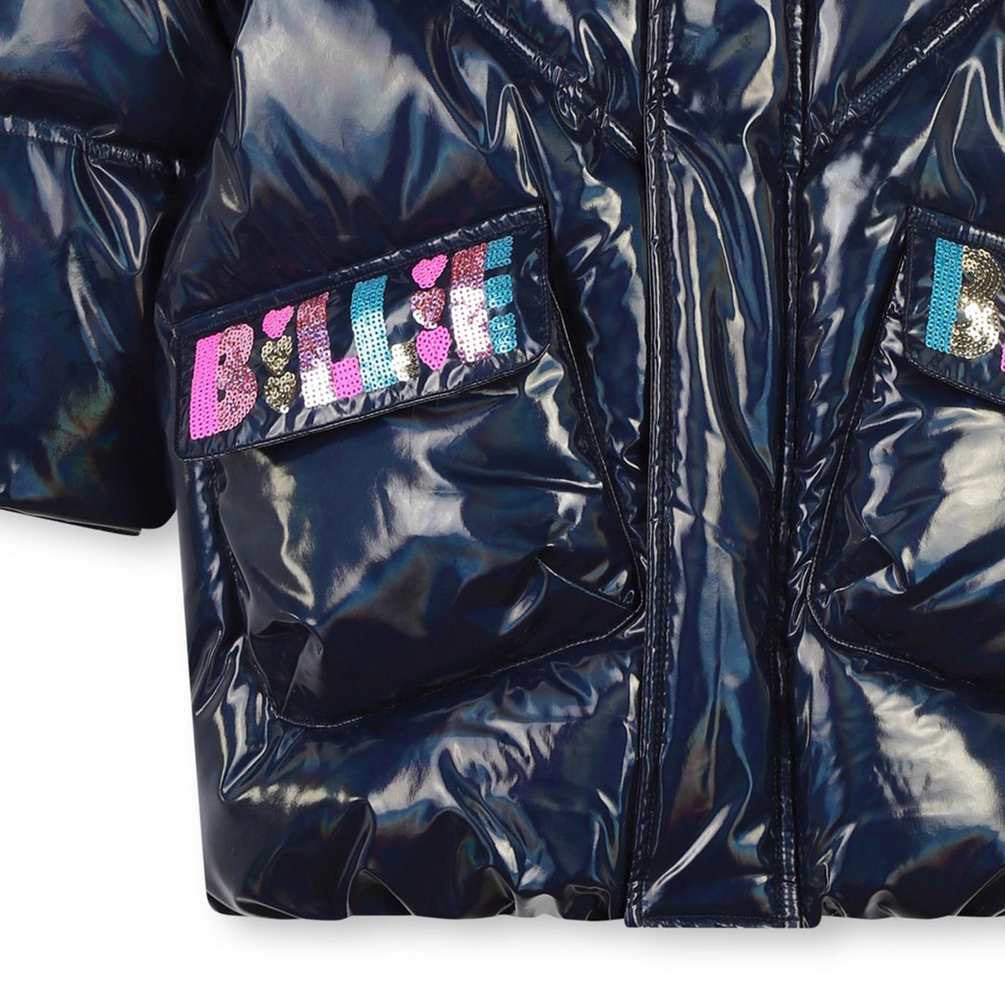 Billie Blush Girl's Navy Quilted Hooded Coat