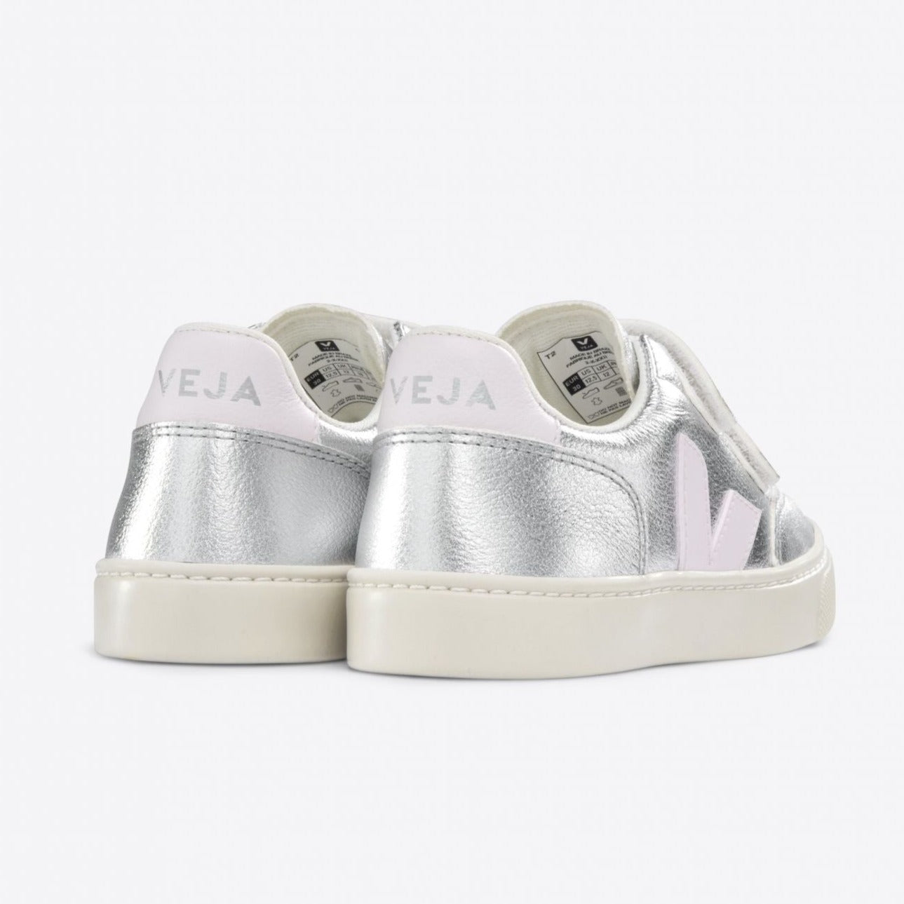 Veja Kid's V-12 Leather Silver Lassi Trainers