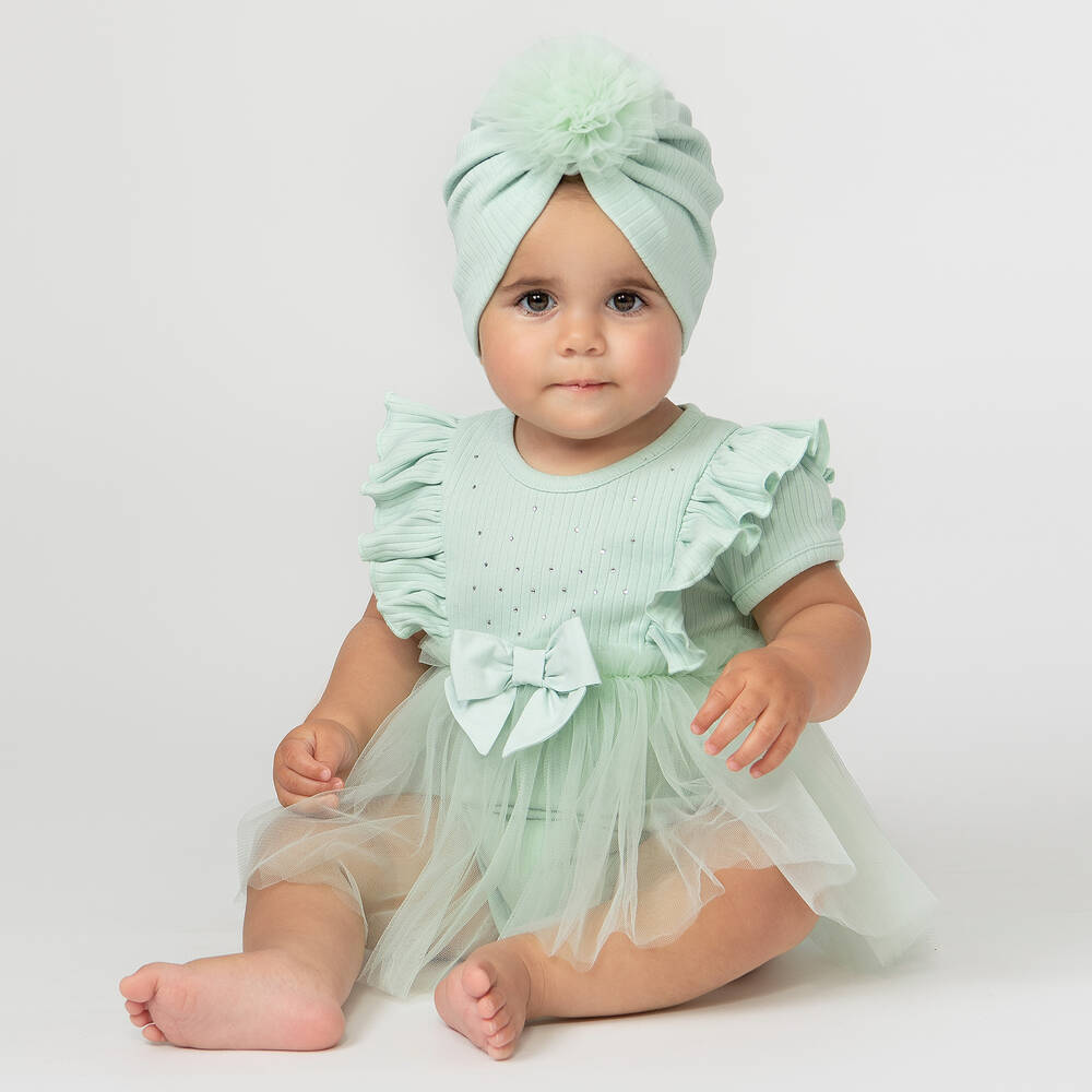 Caramelo Baby Girl's Mint Green Cotton Dress Set