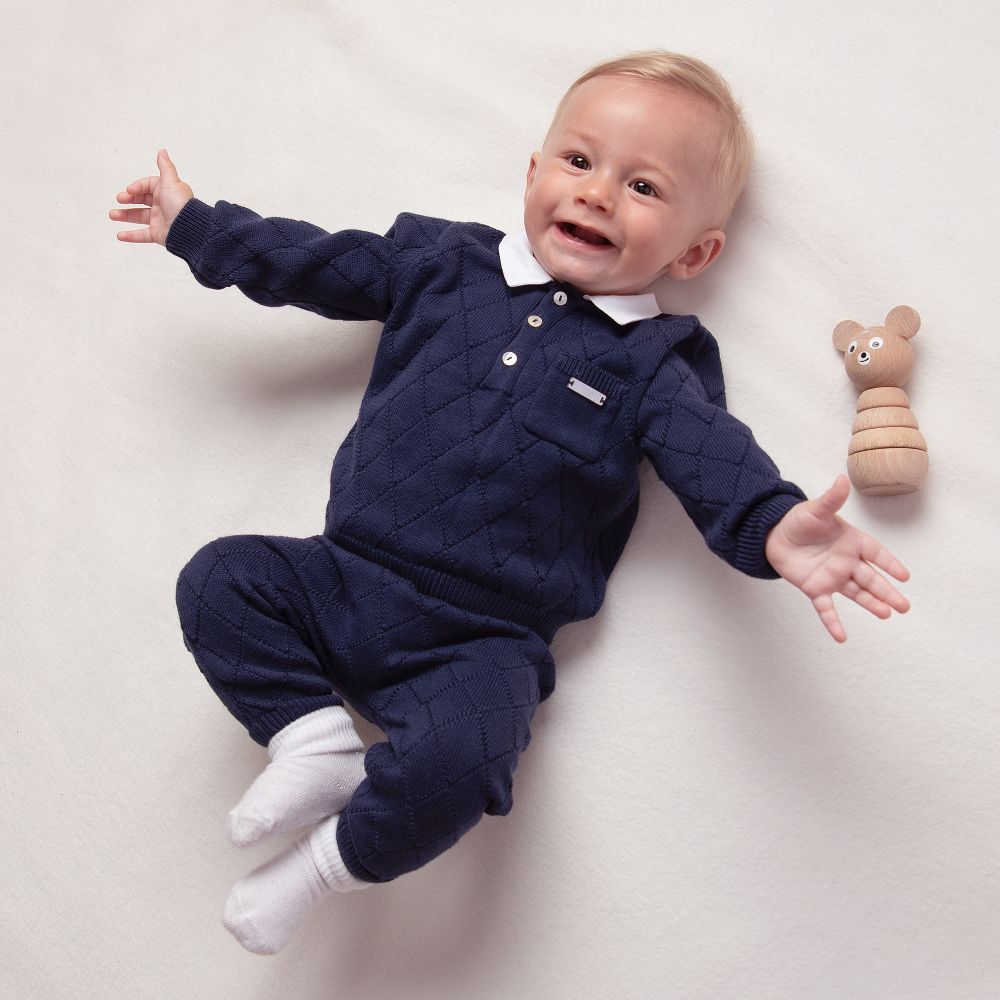 Caramelo Baby Boy's Navy Knitted Trouser Set