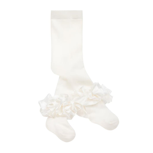 Caramelo Girl's Ivory Ruffle Ankle Tights