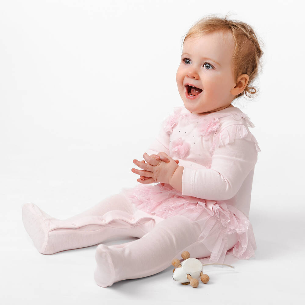 Caramelo Baby Girl's Pink Tulle Frill Babygrow Set