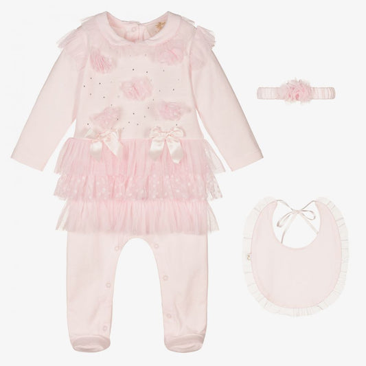 Caramelo Baby Girl's Pink Tulle Frill Babygrow Set