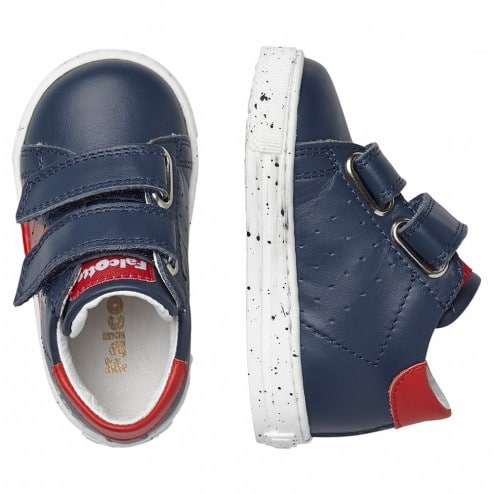 Falcotto Boy's Indigo Red Leather Salazar Trainers