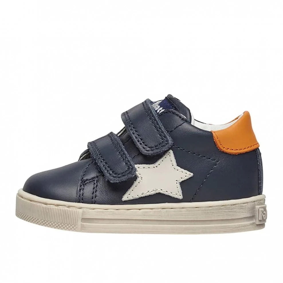 Falcotto Boy's Navy Orange Leather Sasha Trainers