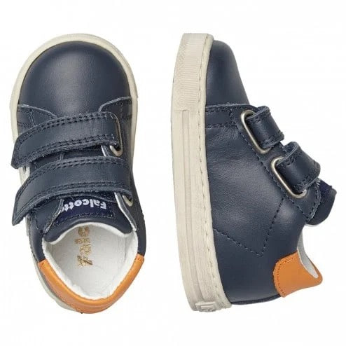 Falcotto Boy's Navy Orange Leather Sasha Trainers