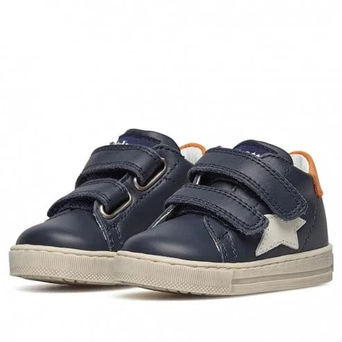 Falcotto Boy's Navy Orange Leather Sasha Trainers